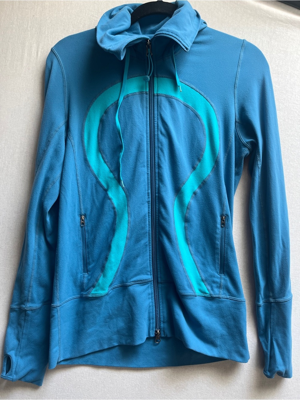 Lululemon Athletica Blue Graphic Logo Full Zip Hoodie Sweatshirt 8